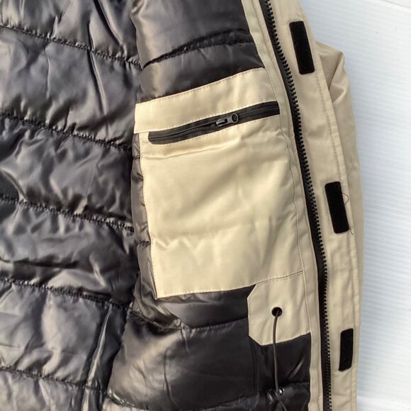 Mens Beige Hooded Winter Jacket With Fur Trim - Picture 6 of 12